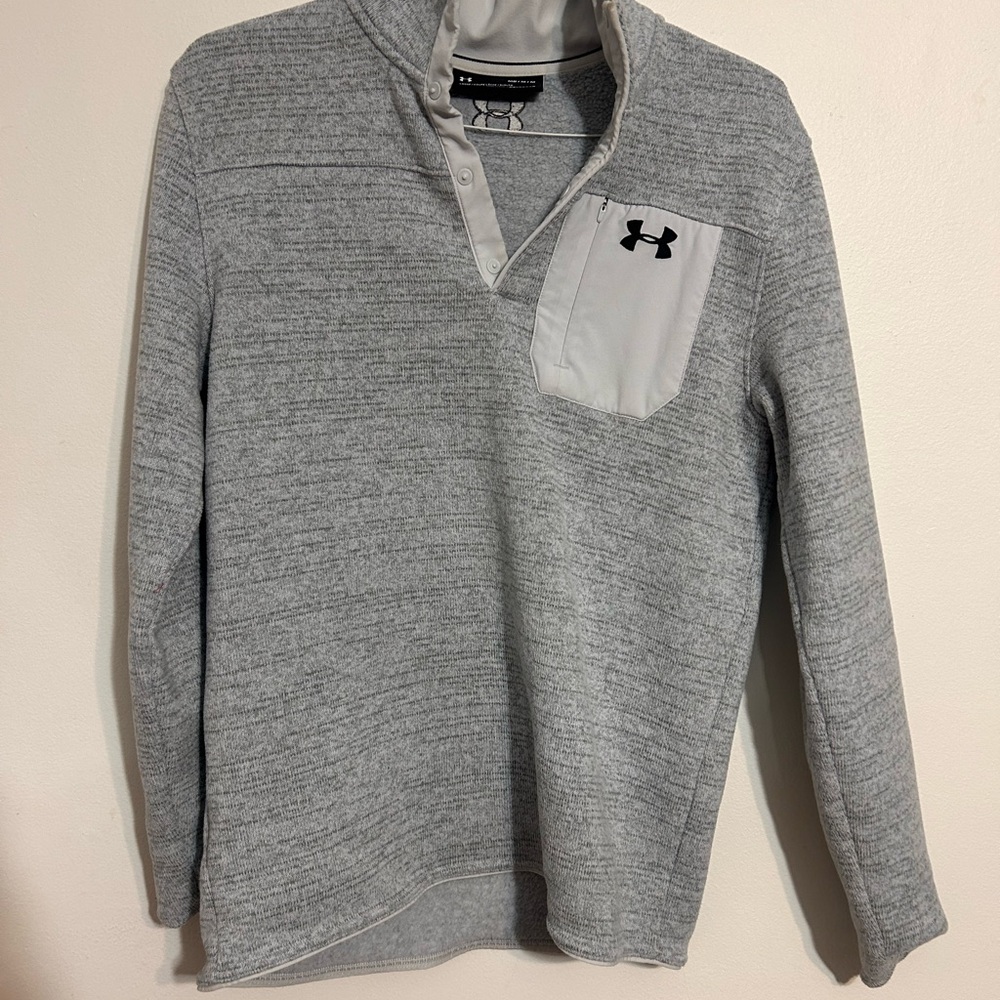 Under Armour Light Gray Men's Quarter-Snap Pullover with Chest Pocket